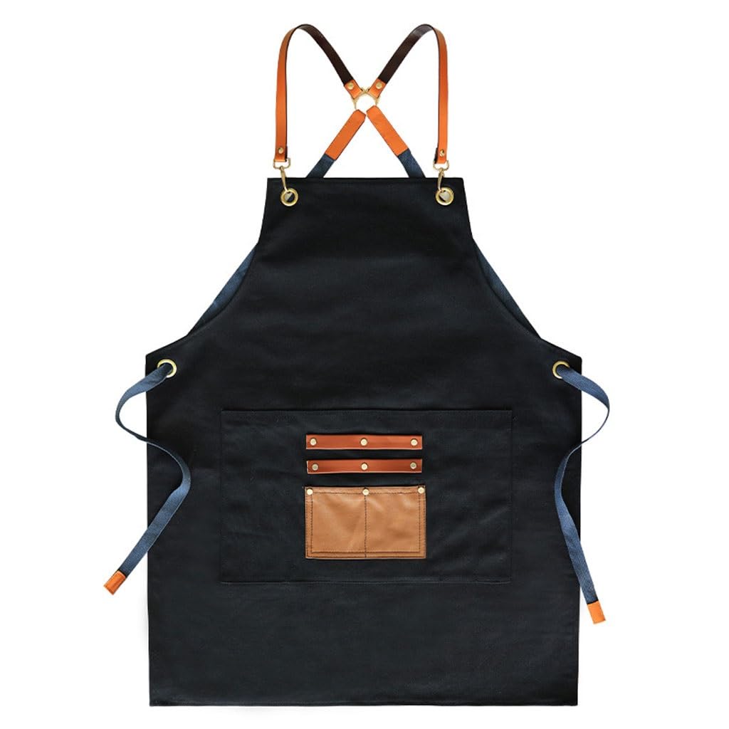 Delantal de camarero Delantal de lona gruesa de estilo japonés, ropa de trabajo for tienda de té de la leche, café, peluquería, permanente y teñido, Floral, for hombres y mujeres Delantales Delantal