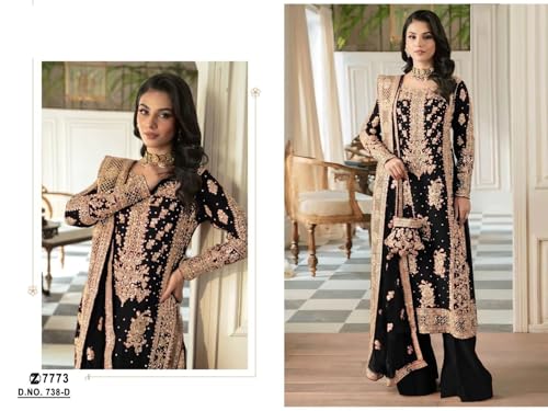Costume pakistanais brodé Georgette 398x haute qualité