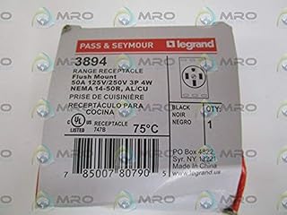 Pass & Seymour 3894 Straight Blade Power Outlet Receptacle 50 Amp 125/250 Volt AC NEMA 14-50 Black