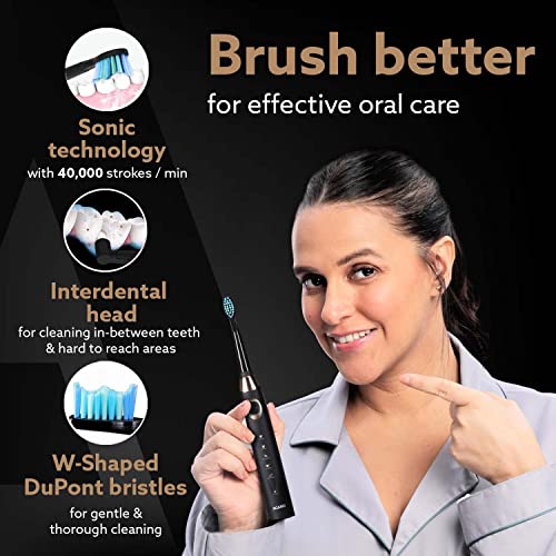 AGARO COSMIC PLUS MAX Sonic Electric tooth brush for adults with 5 modes 7 brush heads 1 interdental head, Carry Case and rechargeable with 4 hours... - Image 3