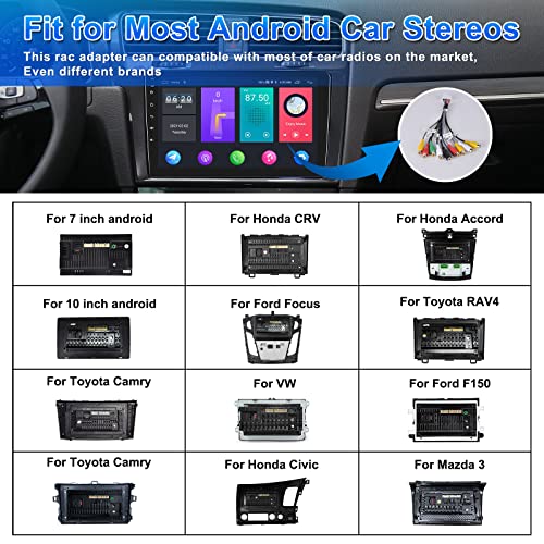 Hikity Android Car Stereo Radio Rca Cable Wire Harness Cord Assembly With 9 Rca Female Plugs For Car Audio Video Player Support External Mic Sub #TOP1