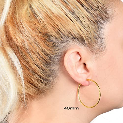 Olivia's Collection 14k Yellow Gold Bright Polished Hoop Earrings (12-50x2.0mm), Piercing to Lobe, Upper-Lobe for a Woman, Man, or Teen3