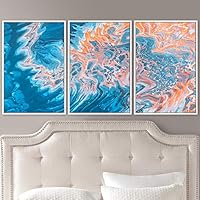 3 Piece Framed Canvas Wall Art Abstract Fluids 3D Abstract Abstract Brushstroke Contemporary - 16