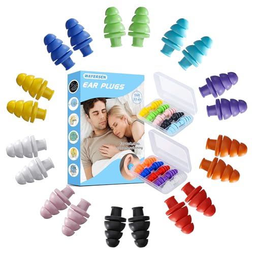 Silicone Ear Plugs, 10 Pairs, 33dB SNR