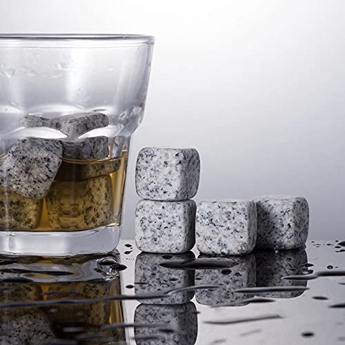 Pack of 9 Whiskey Stones Gift Set Reusable Ice Cube Whiskey Rocks with Wooden Gift Box and Storage Carrying Pouch (White)
