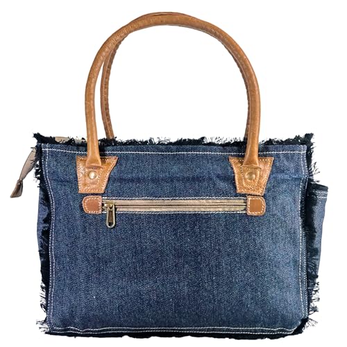 Bolso tote de lona reciclada y cuero 10X13 pulgadas miniatura 5