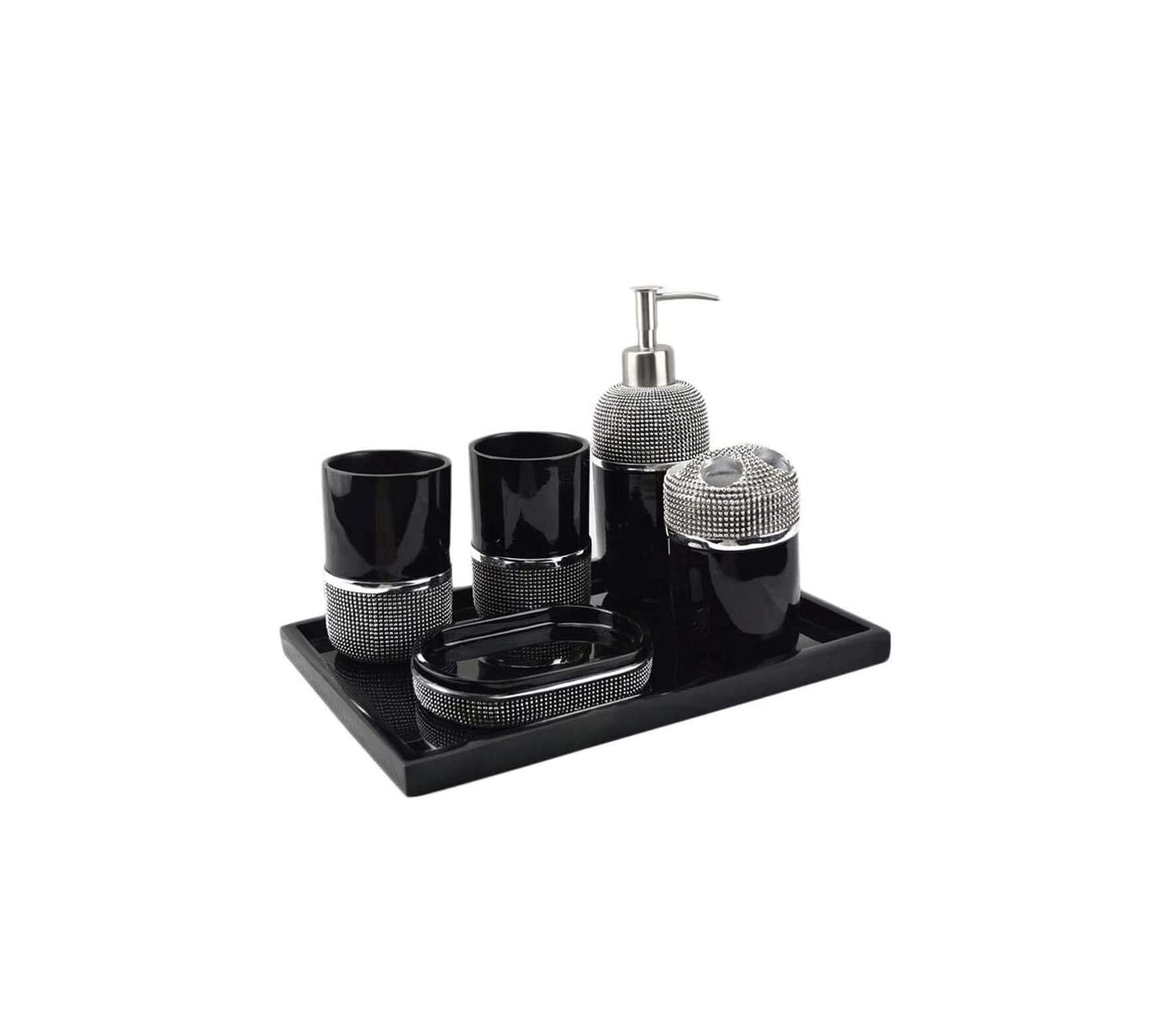 Juego de accesorios de baño completo con dispensador de jabón líquido de resina 6 piezas