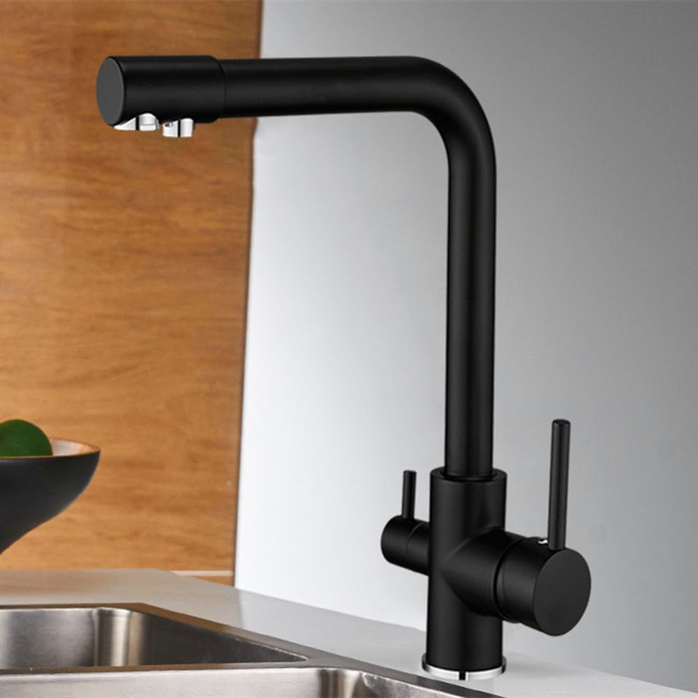 Robinet de cuisine avec fonctions de purification eau et bec rotatif sur pont