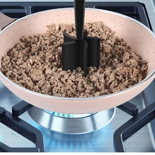 Soulnioi Potatoes Masher,Meat Chopper,Ground Beef Masher with 5-Blade Head,Heat-Resistant,Non-Stick Meat Masher for Hamburger Meat,Beef,Potatoes,Nylon Utensil Cookware Red - Image 3