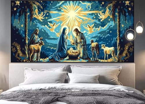 Peinture diamant ange et Jésus 60x30 cm pour sublimer la décoration de votre salon