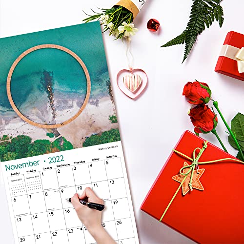 2023 Wall Calendar,14 Monthly Wall Calendar World Scenery Nov. 2022 - Dec. 2023, 12" X 24" Opened,Full Page Months Thick & Sturdy Paper For Gift Perfect Calendar Organizing & Planning #TOP2