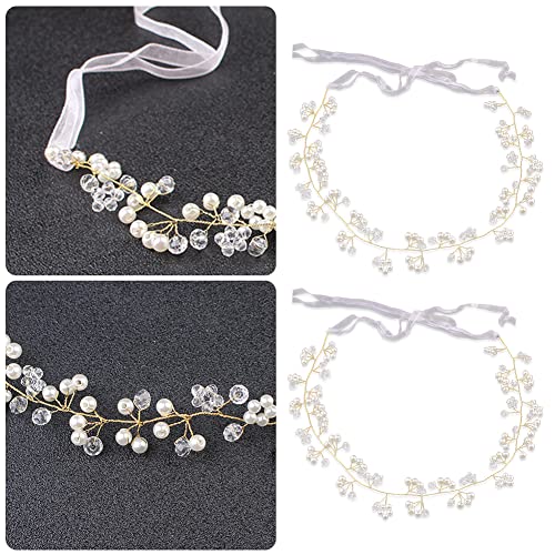 2 pezzi Fascia con Perle di Cristallo, Copricapo