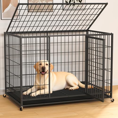 HIWOKK 48-Inch Large Escape-Proof Dog Crate