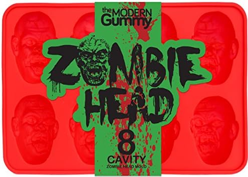 Zombie Head Candy Making Tray by The Modern Gummy, SILICONE, 8 Realistic Cavities per tray, For Gelatin, Chocolates, Cupcake Toppers, Halloween, Zombie Party