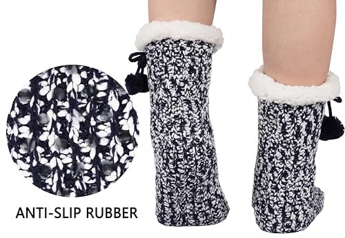 Image of BenSorts Women Thick Christmas Slipper Socks Non Slip Grippers Size 6-10