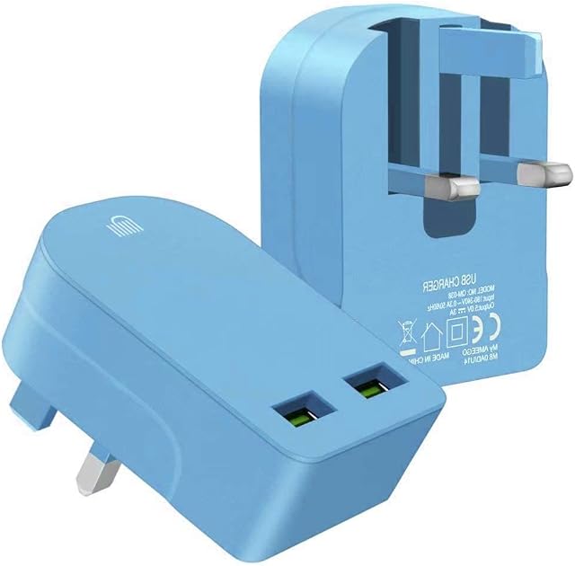 Amo Dual Folding 3 Pin Uk Plug 3.1AMP/3100mAh Rapid Double Speed Universal USB Charger With Smart IC UK Plug For iPhone/iPad/iPod/Samsung Galaxy Tab/HTC/Windows Phone/Tablet