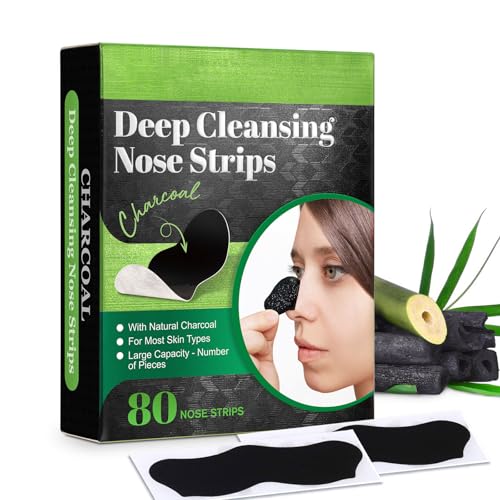 Mitesser Nasenstrips 80 Stück, Nose Mitesser Pore Strips,Nasen Mitesser Strips,Anti Mitesser Nasenstrips,Poren Reinigung mit Aktivkohle, Entfernen Mitesser und Unreinheiten