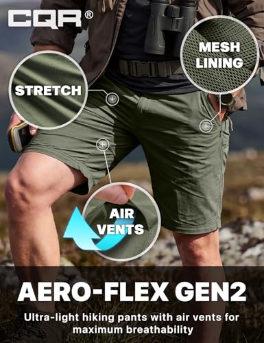 Image of CQR Men's Convertible Cargo Tactical Pants, Water Resistant Outdoor Hiking Pants, Zip Off Lightweight Stretch Work Pants