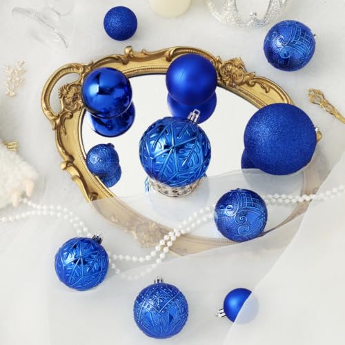 SZVRL Christmas Balls Ornaments -36pcs Shatterproof Christmas Tree Decorations with Hanging Loops for Xmas Tree, Holiday Party, Wedding & Indoor Home Decor,6 Styles in 3 Sizes (Diamond Blue) - image 5