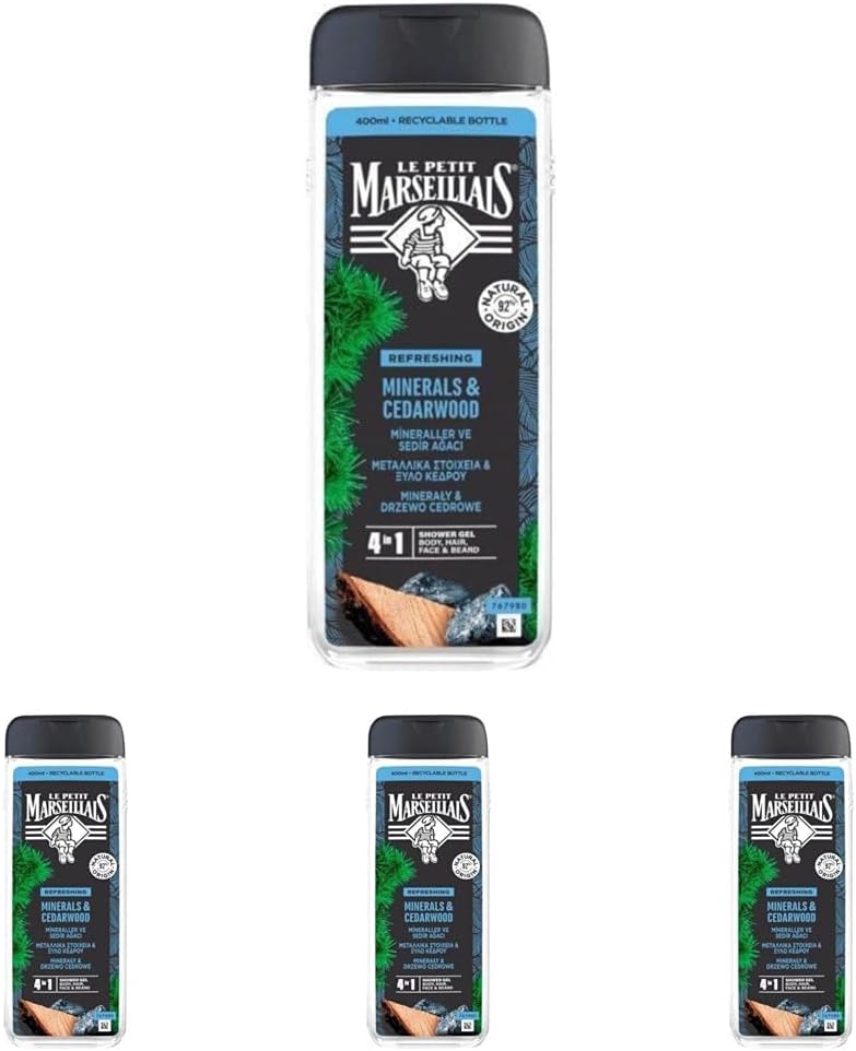 le petit marseillais duş jeli men serisi mineral ve sedir ağacı (400 ml) 4lü paket