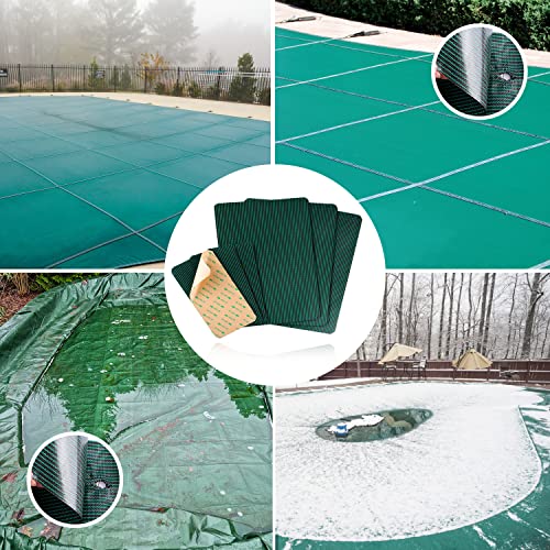 Toymis 6Pcs Pool Safety Cover Patch, 12X8In / 4X8In Green Mesh Pool Cover Patches Self Adhesive Pool Cover Repair Kit For Swimming Pools Safety Covers #TOP6