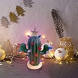 Ke1Clo Cactus Christmas Tree Decor with Colorful Lights, Vintage Resin Christmas Cactus Decor, Light
