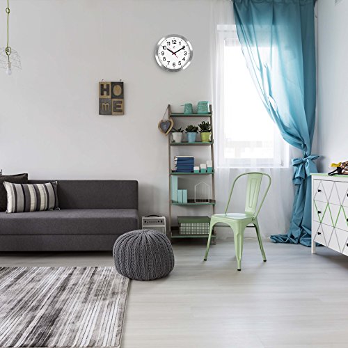 Zoyer Large Wall Clock 12 Inch Round Non-Tick Silent Decorative Wall Clock Universal Large Numbers - Silver #TOP4