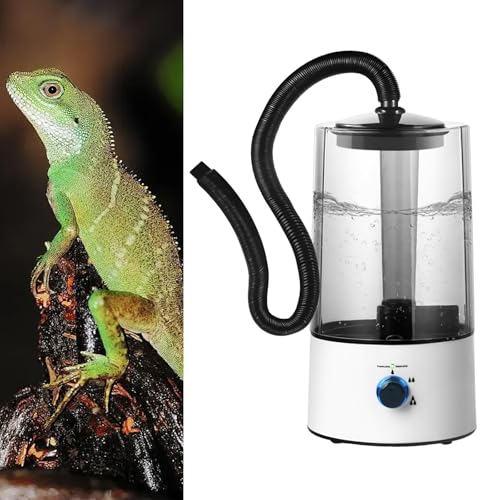 Pet Humidifier with Adjustable Hose, 1.06 Gallon Reptile Fogger for Terrarium, Quiet Cool Mist Maker for Lizard Snake Tortoise, 3 Spray Levels, Auto Shut-Off, White