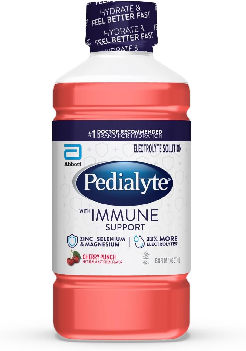 with Immune Support Electrolyte Solution, Hydration Drink with Zinc, Selenium, and Magnesium, Cherry Punch, 1 Liter