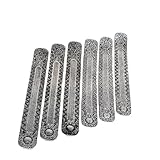 Hosley Set of 6 Metal Incense Stick Holder 9.5' Long, Ash Catcher-Silver Finish Ideal Gift for Wedding, Aromatherapy, Zen, Spa, Reiki, Meditation