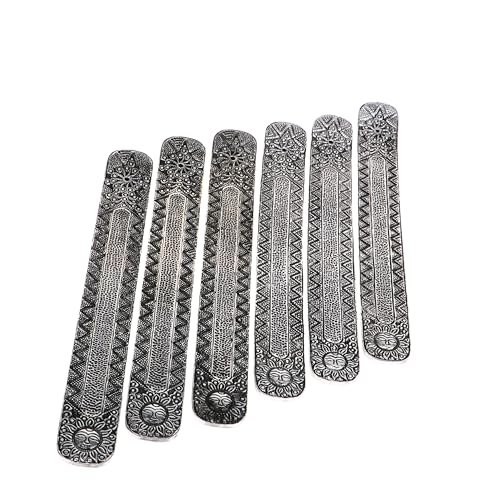 Hosley Set of 6 Metal Incense Stick Holder 9.5" Long, Ash Catcher-Silver Finish Ideal Gift for Wedding, Aromatherapy, Zen, Spa, Reiki, Meditation