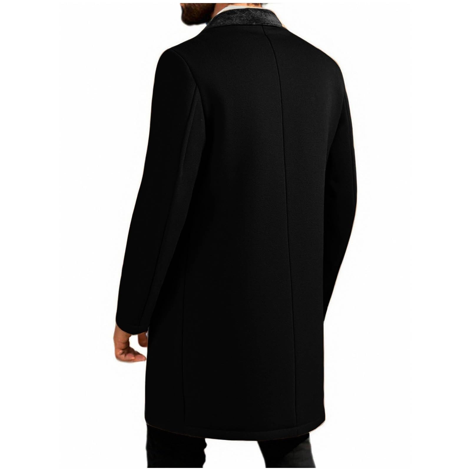 UHouse Wollmantel Herren Kurzmantel Winter Wolle Mantel Business Winterjacke Lang Herrenmantel Reverskragen Wintermantel Freizeit Winterparka Männer Trenchcoat Fleece Mäntel Elegant Parka