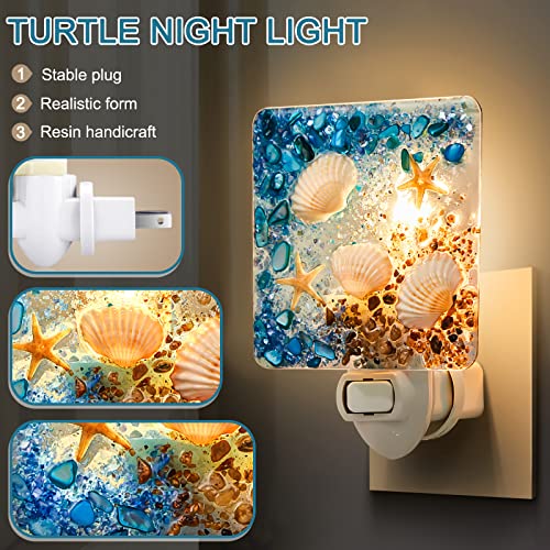 Image of Hortsun Plug in Seashell Night Light Ocean Sea Animal Decorative Night Light Plug in Beach Lamps Vintage Ocean Lamps for Adult for Home Bedroom Living Room Bathroom Wall(Starfish)