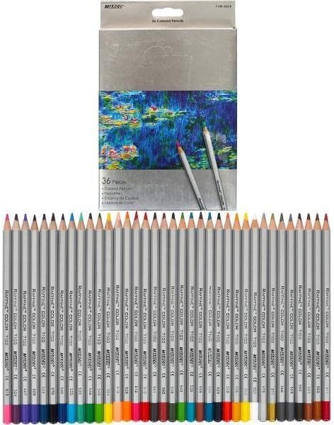 Colored Pencils Set Marco Raffine 36 Colors in Cardboard (7100-36CB), 2B Hardness, 3.2mm Core; Professional Drawing Supplies for Adults, Artists; Coloring Oil Pencil for Art, Sketching, Drawing…