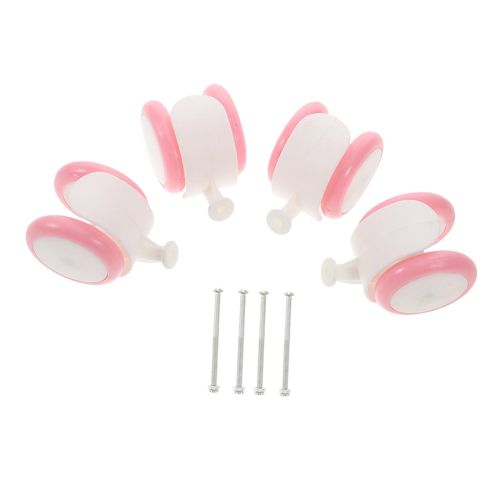 Hohopeti 4pcs Replacement Universal Fit for Baby Cart Plastic Rubber Caster Pink Screws Set