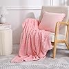 Puncuntex Light Pink Flannel Fleece Throw Blanket 50"×60",Soft Plush Cozy Valentines Blankets,Birthday Gifts for Mom,Women,Mothers Day with Square Grid Design for Couch Sofa Chair #3