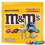 M&M'S Peanut Milk Chocolate Candy, Family Size, 18.08 oz Resealable Bulk Bag