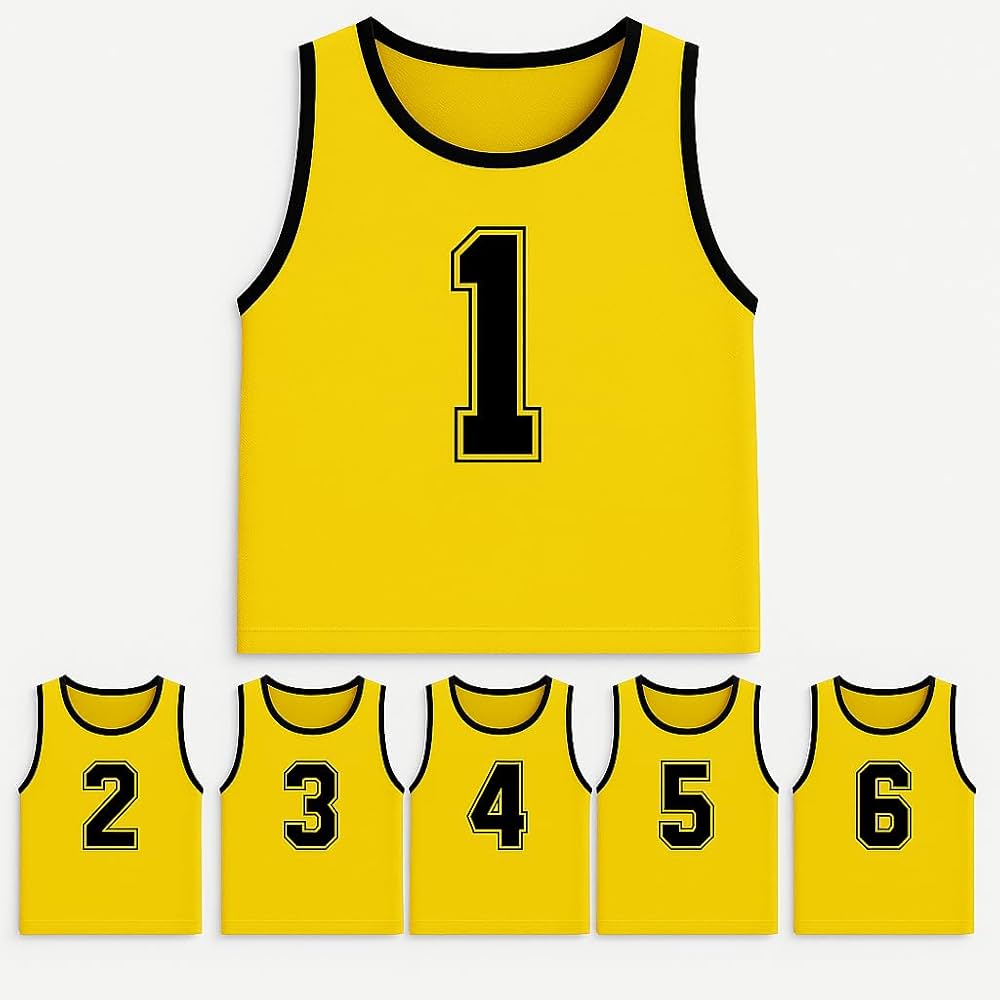 【新品】ビブス２０枚セット大人サイズ　背番号１～２０　ゴールド 新品】ビブス20枚セット 大人サイズ 背番号1-20番 イエロー - メルカリ