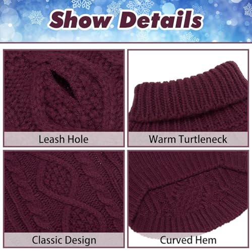 Image of BINGPET Dog Sweater for Medium Dogs, Turtleneck Knitted Clothes