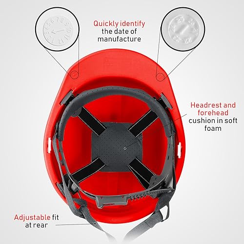 Leumoi 10 Pack Hard Hats Bulk with Ratchet Suspension, Red by Leumoi - Used condition - Image 4