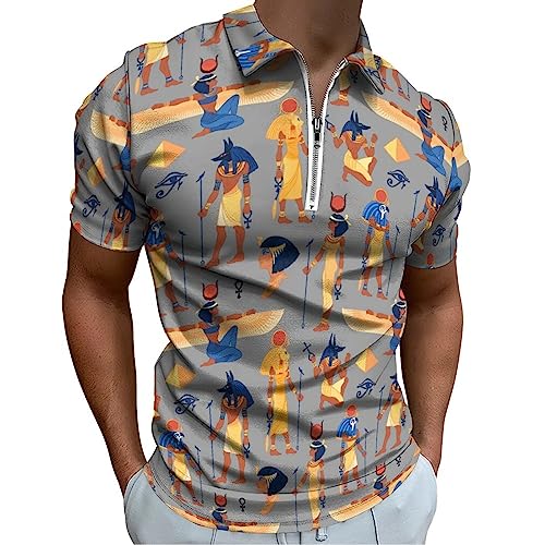 Vintage Ancient Egypt Golf Polo Shirts for Men Short Sleeve T-Shirts Casual Slim Fit Tennis Shirt