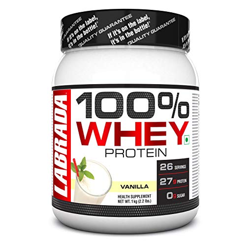 Image of Labrada Muscle Mass Gainer Powder(Gain Weight, Post-Workout, 52gm Protein, 250g Carbs,1g Creatine, 500mg L-Carnitine,For 3 Servings) - 2.2 lbs (1 kg) (Chocolate) & Whey Protein, Vanilla, 2.2 lbs
