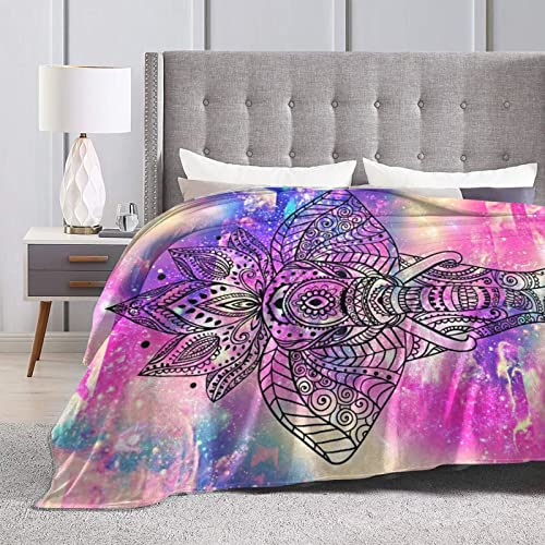 Colorful Bohemian Elephant Flannel Bed Blanket Throw Lightweight Blanket For Bedroom Living Rooms Sofa 60"X50" For Men Women Kids Gifts #TOP5
