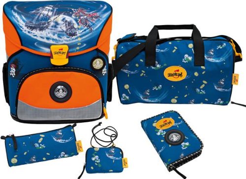 Preisvergleich Produktbild DerDieDas Schulranzen Set Fliegengewicht XS Piratengold