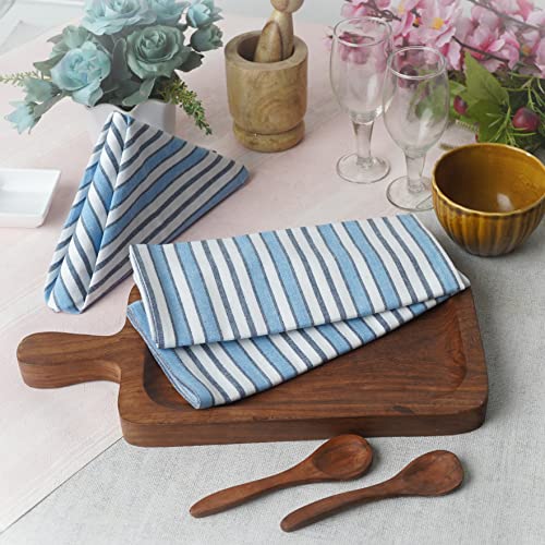 Image of FINGERCRAFT Kitchen Cloth 100% Soft High GSM Cotton Fabric Kitchen Towel, 20 x 30 Inches Perfect Size for Kitchen Uses, Set of 6, Multipurpose Use as Dish Towel, Bar Towel (Blue White Stripe)