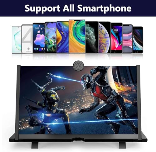 Boffett Handy Lupe 14 Zoll, Bildschirmlupe Handy, für 3D Bildschirm Vergrößerungsglas für das Ansehen von Filmvideos, für alle Smartphones (Schwarz)