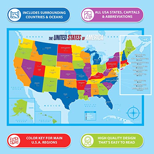 Classroom Wall Posters - Solar System, Periodic Table, World Map & Usa Maps For Kids - Visual Learning Aid For Children And Schools - Laminated & Durable #TOP5