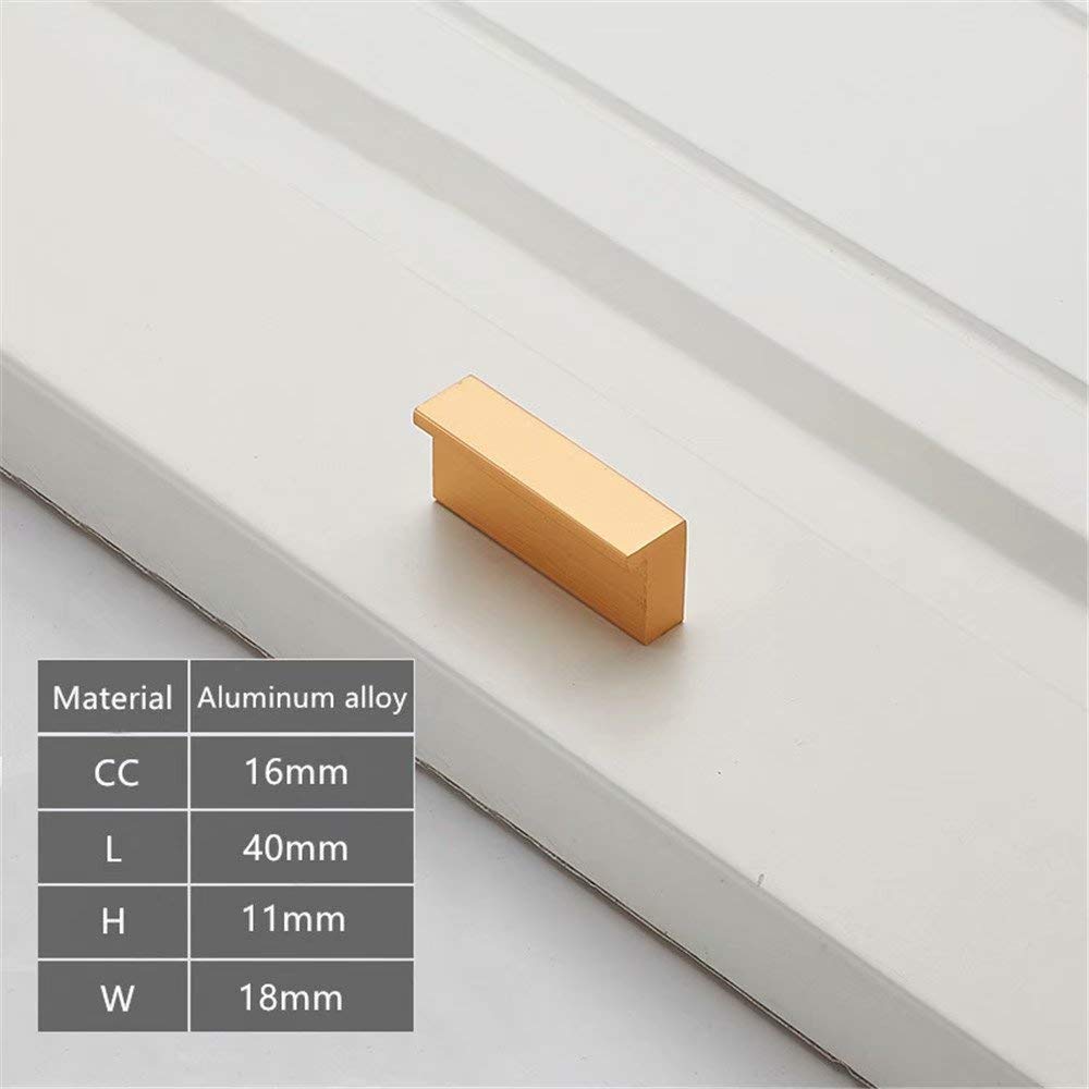 1 Pieza de manijas Ocultas Doradas para gabinete, Tirador de Borde de lengüeta, manija de lengüeta de Dedo de aleación de Aluminio para gabinetes y cajones (H: 16 mm)