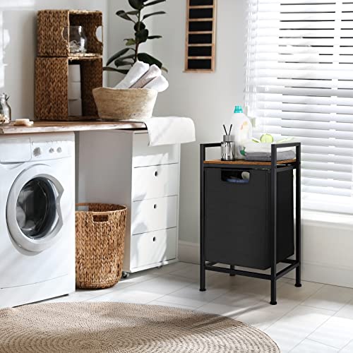 Laundry Hamper With Shelf Small Laundry Sorter With Removable Bag Pull Out Laundry Basket Organizer For Laundry Room Bedroom Bathroom, Brown&Black #TOP1