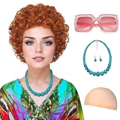 Red Orange+Pink Glasses+Turquoise Necklace Earring